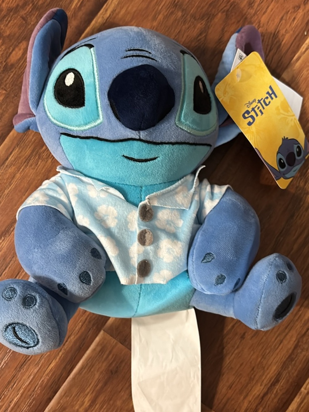 Disney Blue Stitch Plush in Hawaiian PJ Shirt